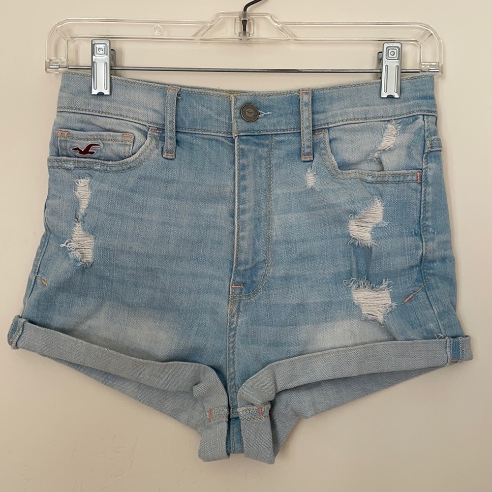 Hollister Light Wash Cuffed Jean Shorts
